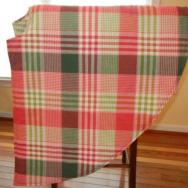 Christmas Tree Skirt - Holiday Sale, Red, Green, Ivory Plaid,Large