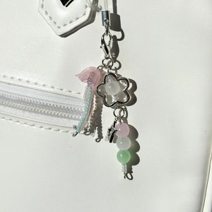 Handmade Dango Jellyfish Phone Charm: Pastel Beaded Bag Accessory