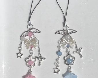 Y2K Star Charm-sleutelhanger: blauw, roze, engelenvleugels, sprookjes