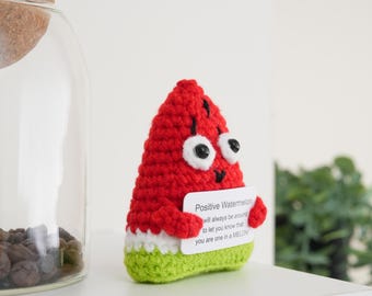 Crochet Watermelon Amigurumi: Handmade Acrylic Car Accessory