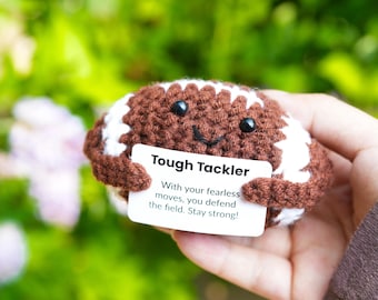 Crochet Rugby Amigurumi: Hand-Knitted Car & Desk Decor