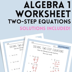 Algebra 1 Arbeitsblatt Zwei-Schritt-gleichungen Lösung enthalten!