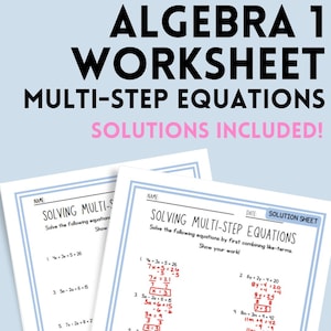 Algebra 1 Arbeitsblatt Multi-Step Equations Lösungen inklusive!