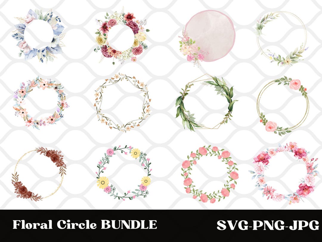 FLORAL WREATH SVG Bundle Circle Frame Svg Botanical Frame Wedding ...