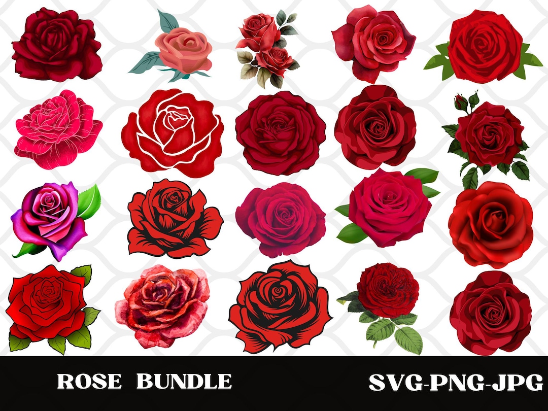 Rose Bundle, Flower Svg, Floral Svg, Flower Bundle Svg, Botanical Svg ...