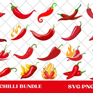 Archivos SVG de chile picante / Archivos de corte SVG de pimiento rojo / Vectores de pimiento picante / Vectores de chile picante / Imágenes prediseñadas de chile picante