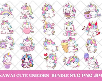 Kawaii Cute Unicorn PNG bundle