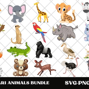 Safari animals layered SVG Cute african jungle animal cut file Cricut Silhouette Lion Tiger Hippo Giraffe Zebra Monkey Zoo Savanna Kids Baby