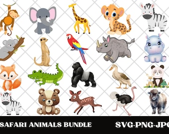 Buy Safari Animal Faces SVG Cute Jungle African Animal Head Cut File ...