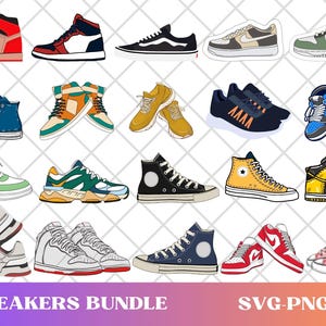 Sneaker Svg Bundle, Sneaker Clipart, Running Shoes, Basketball Shoes Svg Files for Cricut, Silhouette