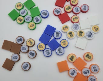 Vervangende stukken Catan Cities and Knights met aangepaste stickerridder
