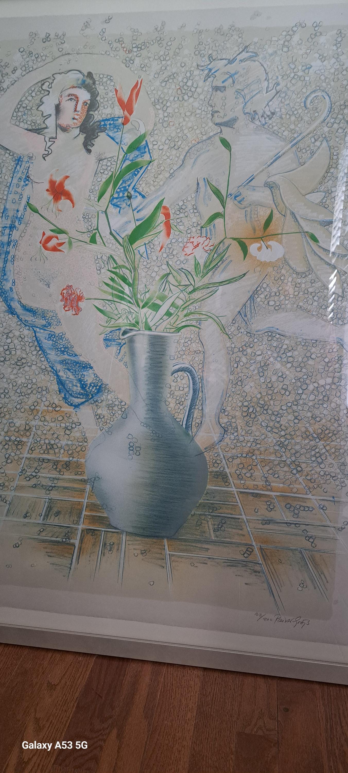 Rainer Gross, Lilies, Carnations & Stones, Lithograph