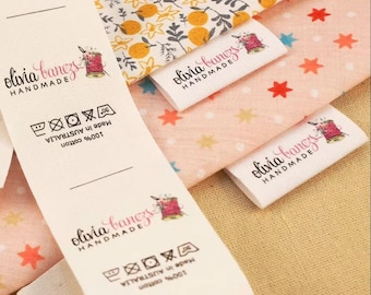 40 x 60 mm Handmade Cotton Label mit Logo oder Text, Nähzubehör, Tags für gestrickte Dinge, Individuell, Personalizada, Geschenkanhänger