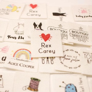 25x25mm Organic Iron on Name Labels, Cotton with Logo or Text, Sewing Label, Organic