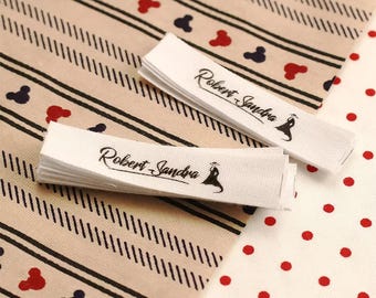 12 x 60 mm Handmade Cotton Label mit Logo oder Text, Nähzubehör, Tags für gestrickte Dinge, Individuell, Personalizada, Geschenkanhänger