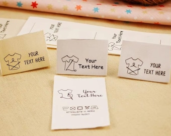 25 x 50 mm Handmade Cotton Label mit Logo oder Text, Nähzubehör, Tags für gestrickte Dinge, Individuell, Personalizada, Geschenkanhänger