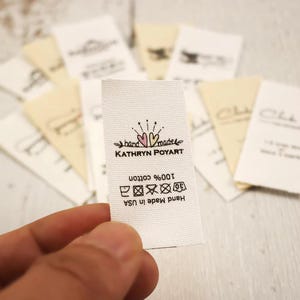 25x50mm Handmade Cotton Label with Logo or Text, Sewing Accessories, Tags for Knitted Things, Custom,Personalizada, Gift Tags