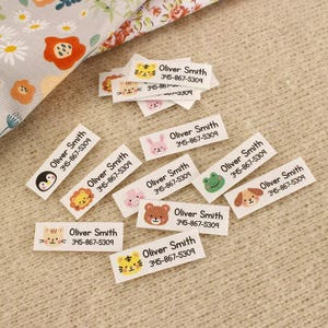 12.5*37.5mm Custom Ironing Labels, School Labels, Personalized Names, animal,Clothing Labels, Custom Printed Fabric Label,Iron tags