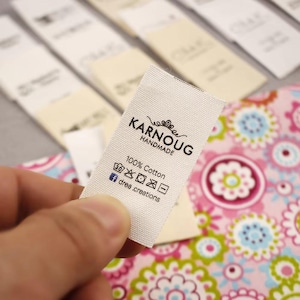 25x50mm Handmade Cotton Label with Logo or Text, Sewing Accessories, Tags for Knitted Things, Custom,Personalizada