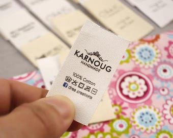 25x50mm Handmade Cotton Label with Logo or Text, Sewing Accessories, Tags for Knitted Things, Custom,Personalizada