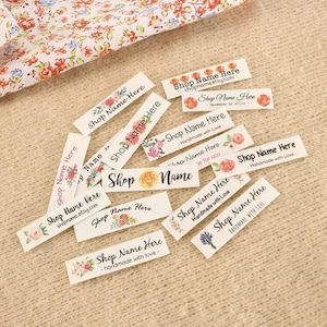 12.5*50mm Custom Ironing Labels,Personalized Name, Flowers Tags,Clothing Labels for Handmade