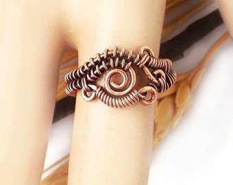Swirly copper ring, copper wire ring, unique copper rings