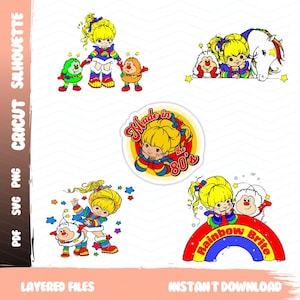 Rainbow Brite Feito nos anos 80 Personagens Rainbow Girl Desenho animado Filme -Svg-Png-Pdf- \ Camiseta \ Adesivos de camisa \ Impressões digitais \ Cricut \