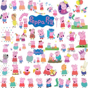 Peppa Pig Characters Cartoon Moovie -Svg-Png-Pdf- \ Tshirt \ Shirt \ Hoodie \ Cupa \ Stickers \ Digital Prints \ Cricut \ Najlepsza jakość