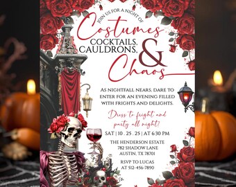 Halloween Cocktail Party Invitation Printable, Halloween Party Invitation, Adult Costume Halloween Party Invitation, Halloween Invite, AHP03