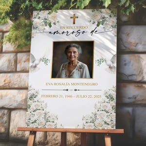 Celebration of Life Decoration, Spanish Funeral Sign, Funeral Printable Canva Template, En Memoria De Memorial Sign, Poster Para Funeral