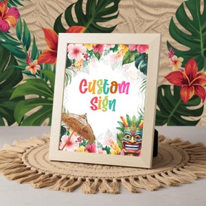 Editable Aloha Luau Welcome Sign Template Hawaiian Party Custom Text Pineapple Girl Birthday Printable Tropical Instant Download DIY CPC003