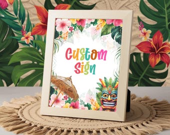 Editable Aloha Luau Welcome Sign Template Hawaiian Party Custom Text Pineapple Girl Birthday Printable Tropical Instant Download DIY CPC003