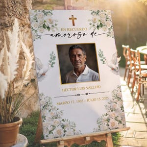 Spanish Funeral Memorial Welcome Sign, Editable Memorial Poster, Bienvenidos Celebration of Life Sign Template, Poster Para Funeral Sign
