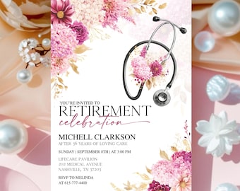 Nurse Retirement Party Invite Template, Editable Doctor Retirement Invitation, Medical Retirement Invitation, Modern Healthcare Celebration