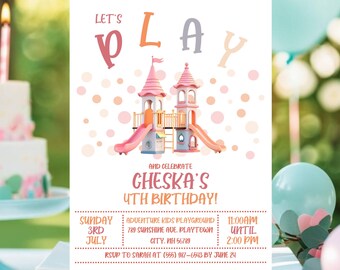 Editable Playground Birthday Invitation, Outdoor Playground Theme Birthday Invitation, Fun Outdoor Theme Editable Template, Playground Party