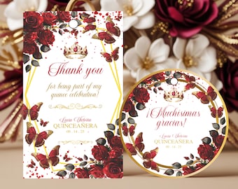 Diseño Personalizado Con Purpurina Roja Y Negra Para Aniversario, Quinceañera, Cumpleaños