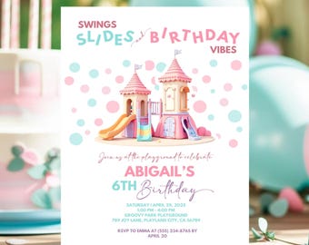 Printable Playground Party Invitation, Editable Kids Party Invite, Outdoor Party Theme, Kids Playground Birthday Party Invitation Kids Party