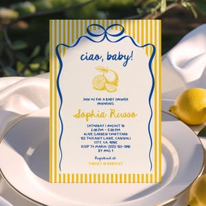Ciao Baby Shower Invite, Italian Theme Bambino Invitation, Italian Baby Shower Invitation, La Dolce Vita Digital, Editable Canva Template