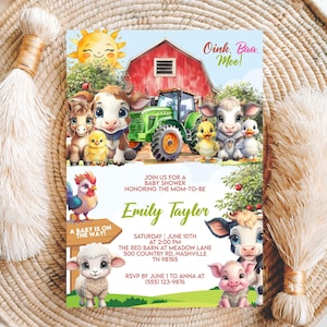 Editable Farm Baby Shower Canva Template, Red Barn Animals Invite, Ranch Baby Shower for Boys, Farm Baby Shower Invitation, Instant Download