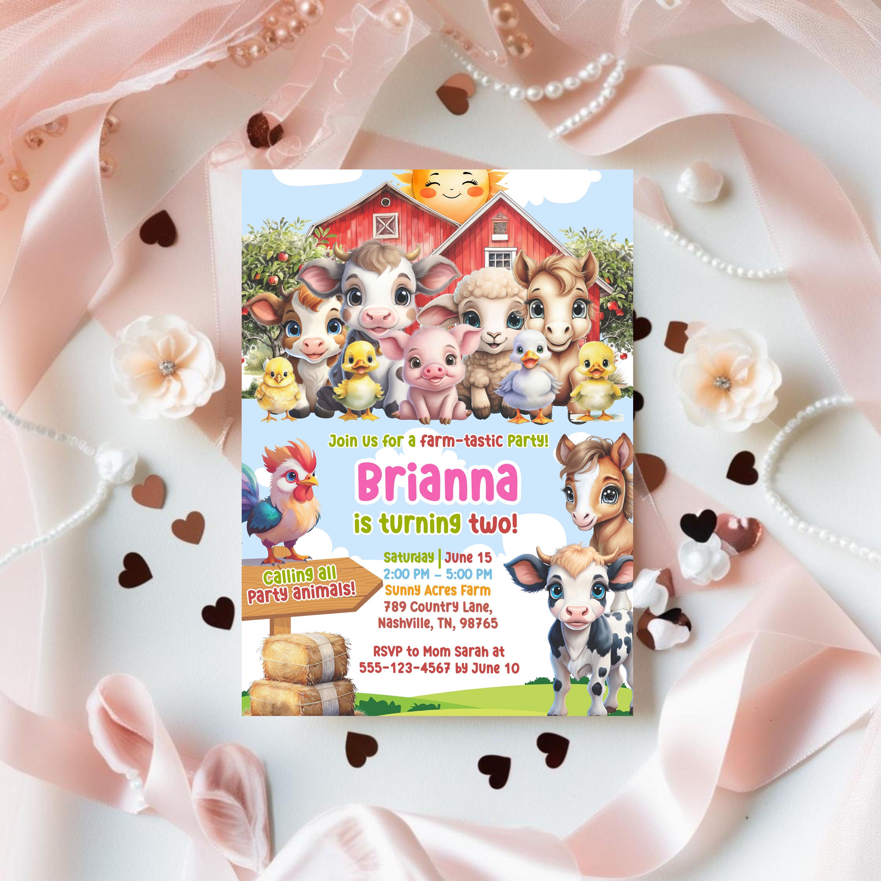 Editable Barnyard Birthday Invitation, Farm Animals Party Invite for ...