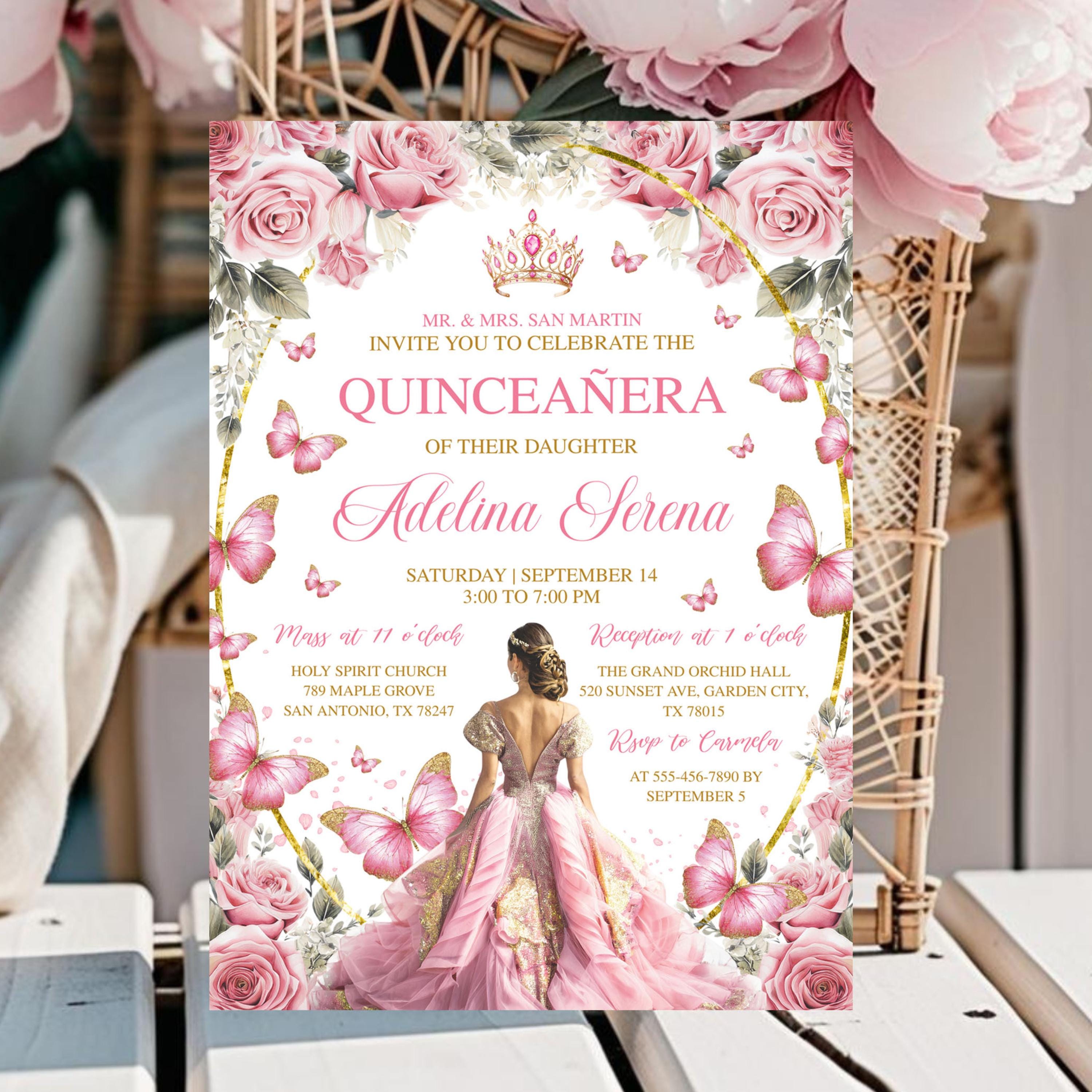 Invitaciones Fiesta De Quinceañera Invitation, Editable Pastel
