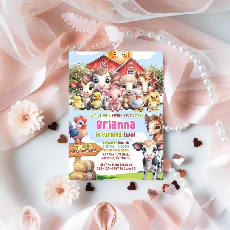 Editable Barnyard Birthday Invitation, Farm Animals Party Invite for ...