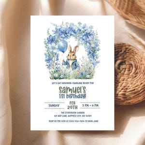 Peter Rabbit First Birthday Invitation, Peter Rabbit Editable Invitation, Petter Rabbit Birthday Invitation, Boy First Birthday Invitation