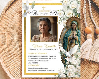 Invitación Funeral Católica Española, Editable Catholic Funeral Invite Template, Celebración de Vida, Tarjeta Fúnebre Imprimible Descarga