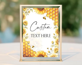 Bee Baby Shower Benutzerdefiniertes Schild bearbeitbare Vorlage, druckbares Honigbienenschild mit Ihrem Text, Hummel-Duschetischdekorationsschild Canva CPC002