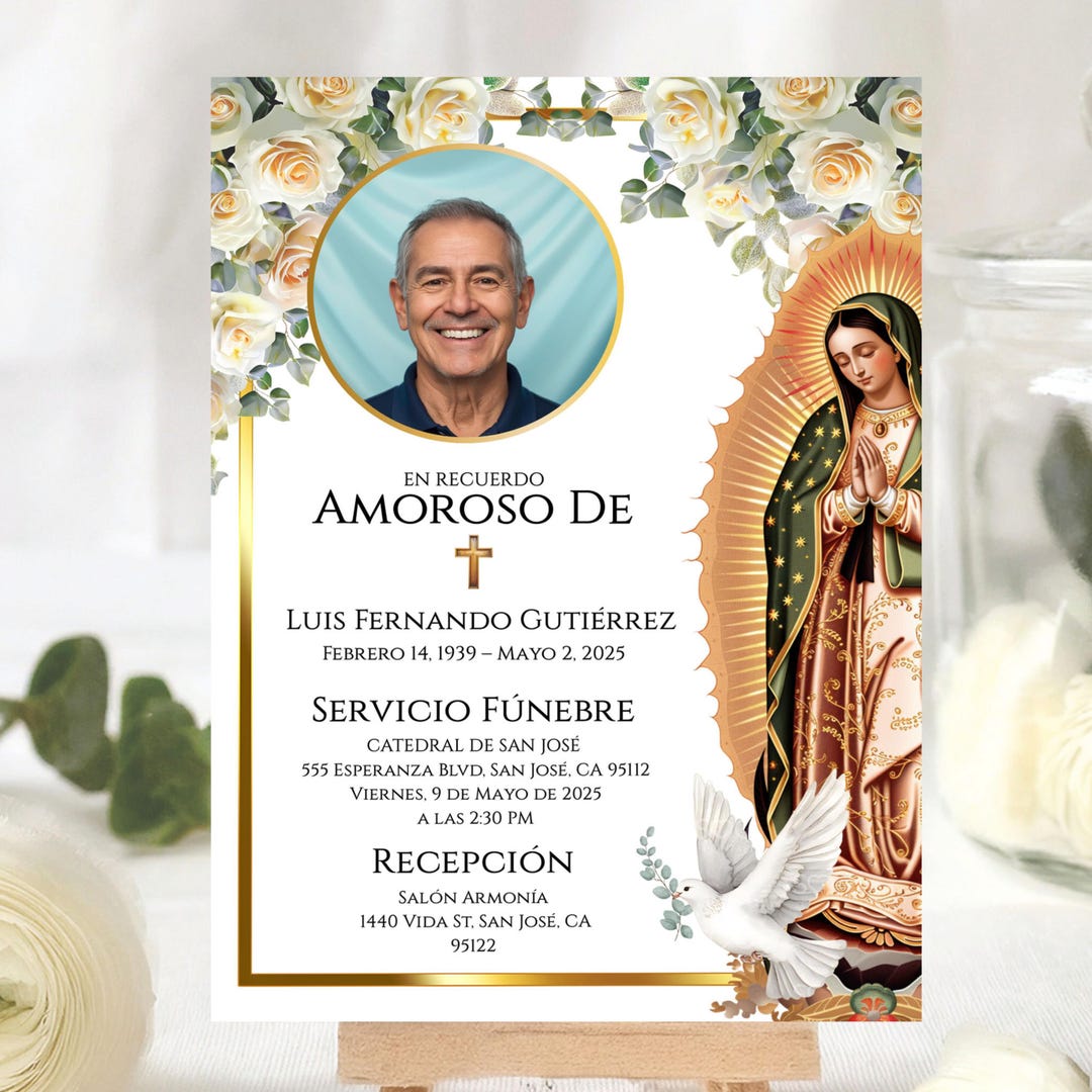 Editable Funeral Program Template, Virgen De Guadalupe Catholic