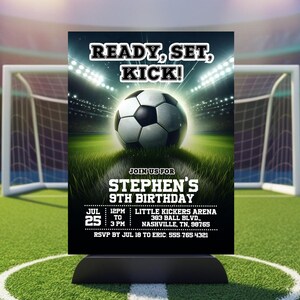 Soccer Birthday Party Invitation, Soccer Theme Invite Online, Editable Football Invitation Template for Kids, Instant Download Canva Digital