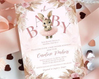 Somebunny Baby Shower, Bunny Baby Shower Invitation, Baby Shower Invitation, Boho Baby Shower with Wildflowers, Floral Baby Shower Invites
