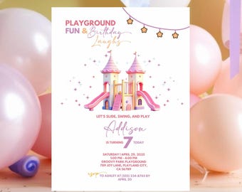 Playground Birthday Invitation, Editable Kids Party Invite, Fun Outdoor Birthday Invite for Kids, Kids Party Printable, Playground Birthday