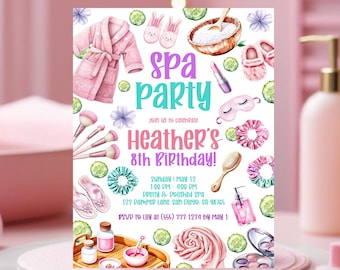 Girls Pamper Party Invitation, Editable Spa Birthday Invite, Tween Printable Spa Day Template, Spa Party Invitation, Glam Party Birthday